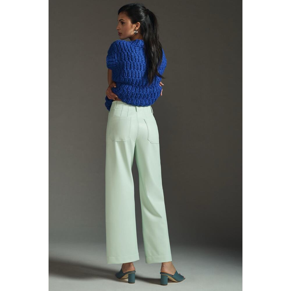 NEW Anthro Maeve The Colette Cropped Wide Leg Faux Leather Edition Mint Size 32 - Picture 4 of 13